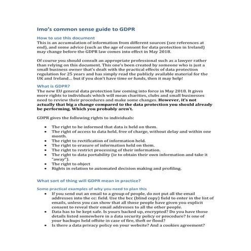 Imo's common sense guide to GDPR | PDF