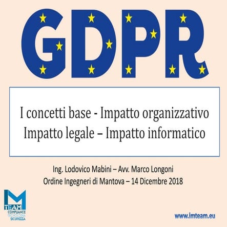 il GDPR - 14 Dicembre 2018