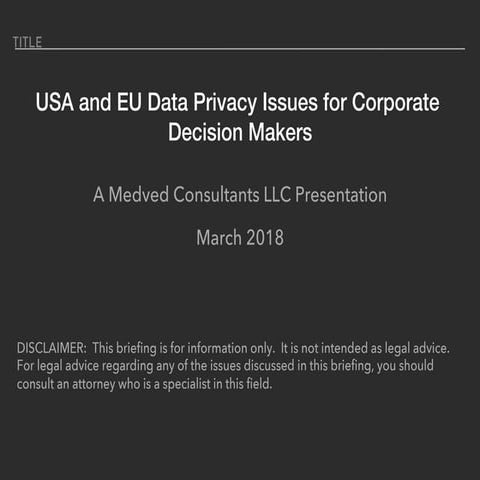 Gdpr and usa data privacy issues