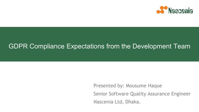 GDPR compliance expectations from the development team