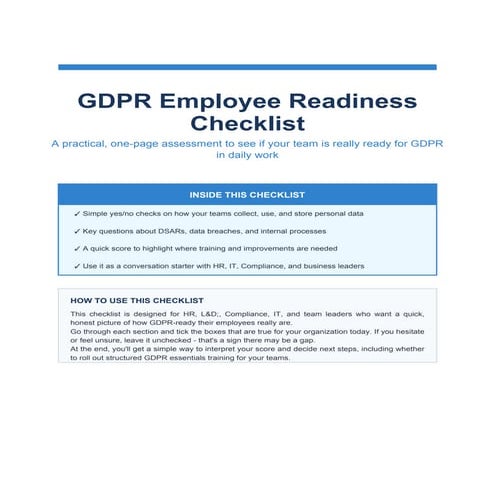 Is Your Team Really GDPR-Ready? Download the Employee Readiness Checklist