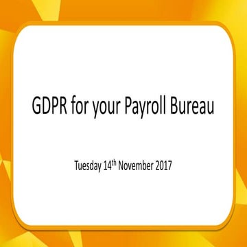 GDPR for your Payroll Bureau