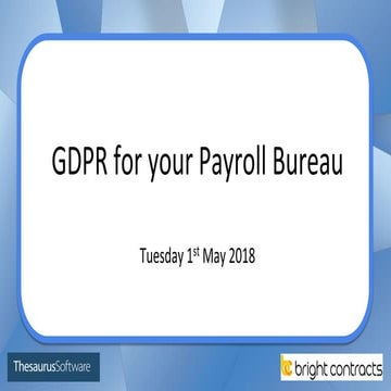 GDPR for your Payroll Bureau