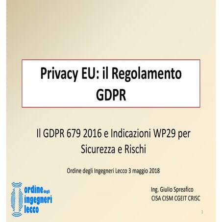 GDPR - WP29, linee guida