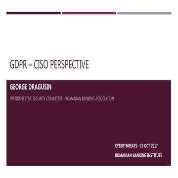 GDPR - CISO Perspective