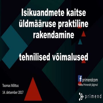 Isikuandmete kaitse üldmäärus GDPR praktiline rakendamine