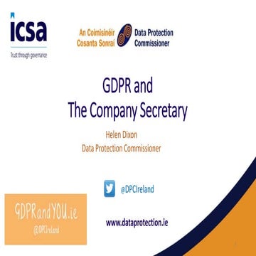 ICSA Irish Region General Data Protection Regulation event, 10 October 2017
