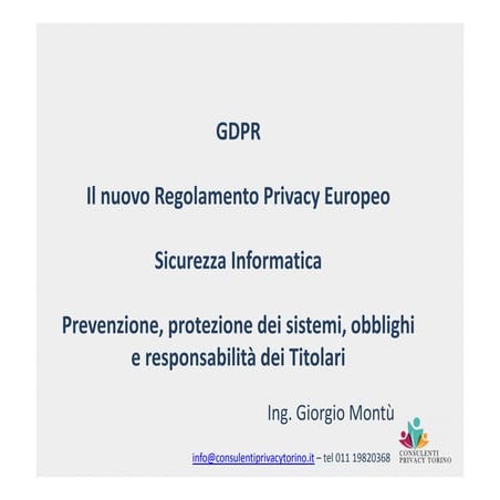 GDPR e sicurezza infoirmatica