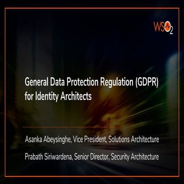 General Data Protection Regulation (GDPR) for Identity Architects