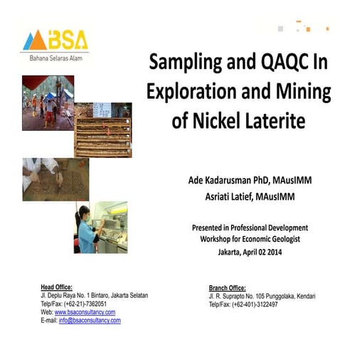 Comprehensive Sampling and QAQC Practices in Nickel Laterite ...