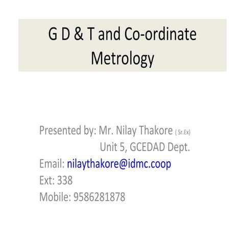G D &amp; T And Co Ordinate Metrology