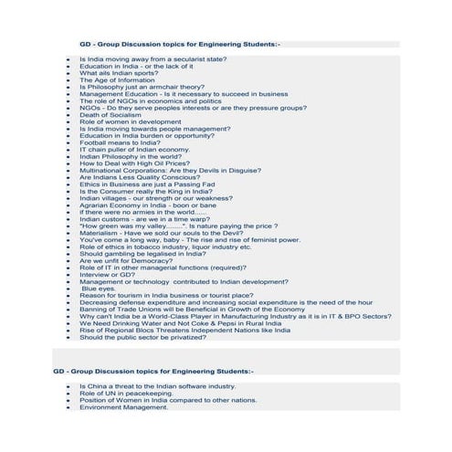Gd topics for engg students