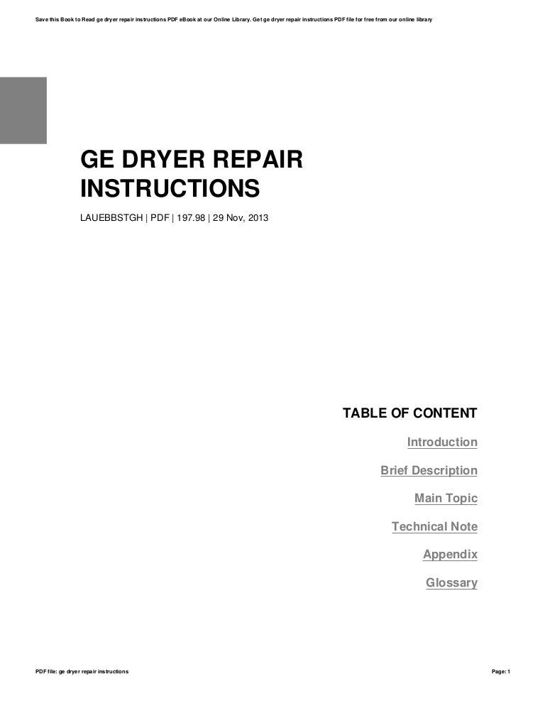 Ge dryerrepairinstructions