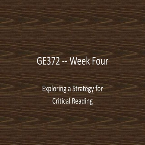 GE372    Week Four Shortened