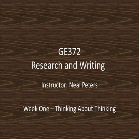 GE372: Week One