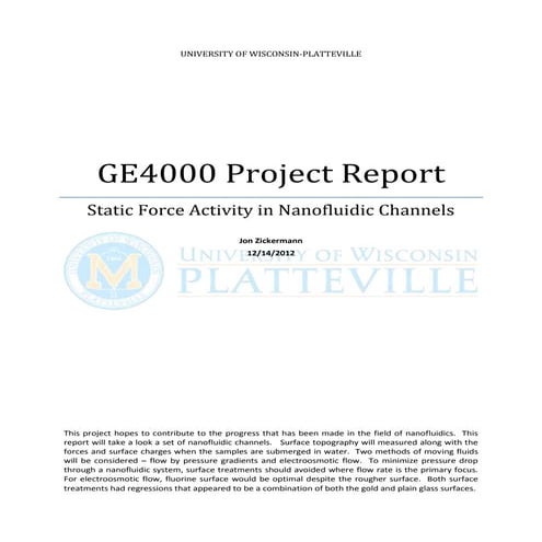 Ge4000 report - Static Force Curve Activity in Nanofluidic Channels