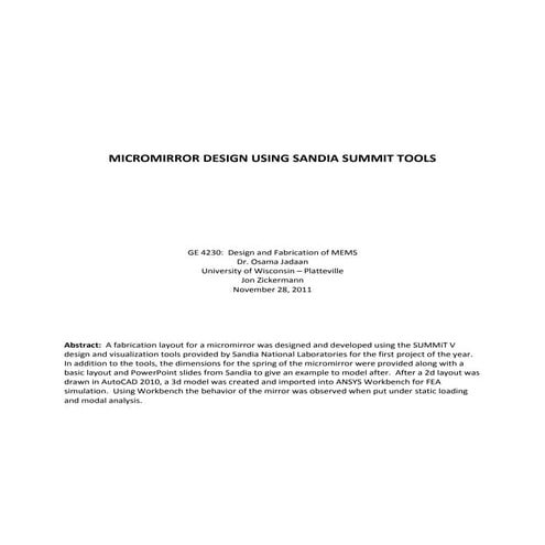 GE4230 micromirror SUMMIT project 1