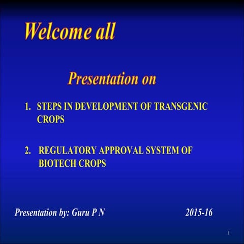 transgenic crops and their regulatory system