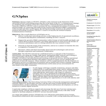 Geant gn3plus fact sheet