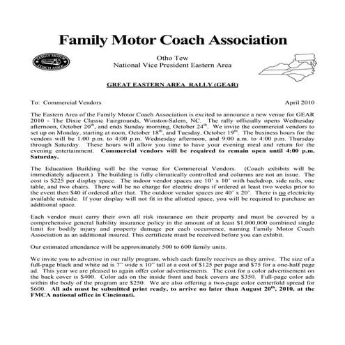 G E A R 2010  Exhibitor  Packet