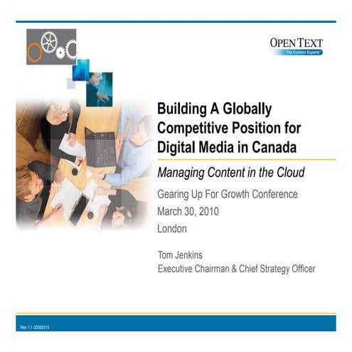 Building a Globally Competitive Position for Digital Media in Canada