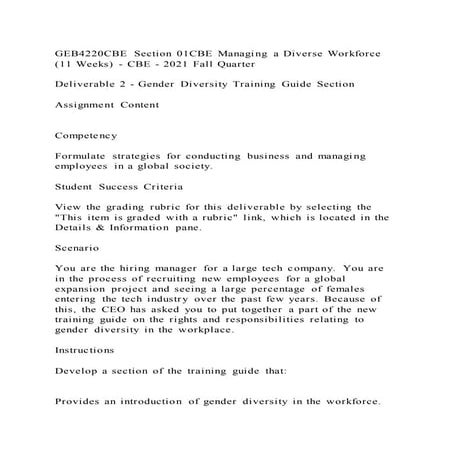 Geb4220 cbe section 01cbe managing a diverse workforce (11 weeks)   c