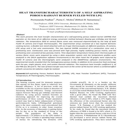HEAT TRANSFERCHARACTERISTICS OF A SELF ASPIRATING POROUS RADIANT BURNER FUELE...