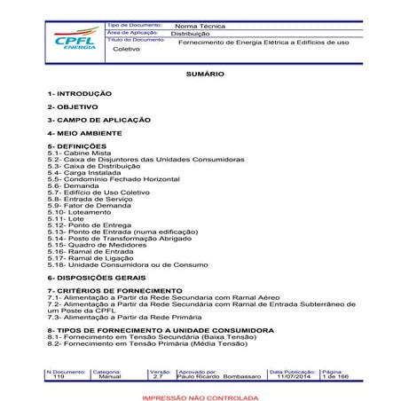 Norma EDP-Escelsa Instalações Individuais | PDF