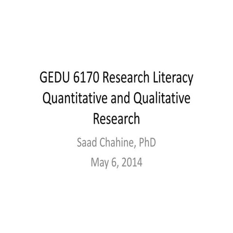 Quantitative & Qualitative GEDU 6170