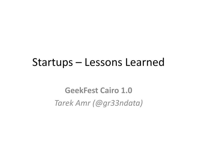 Failed Startups - Lessons Learned