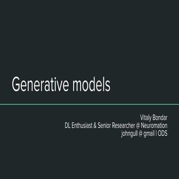 Generative models (Geek hub 2021 lecture) | PPT