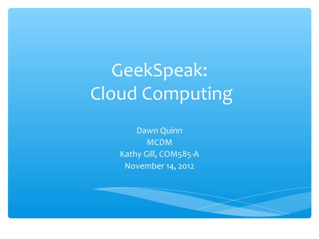 GeekSpeak: Cloud Computing
