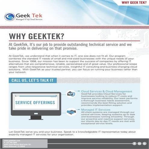 Sell Sheet - GeekTek 
