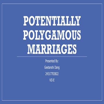 Potentially Polygamous Marriages under Private International Law