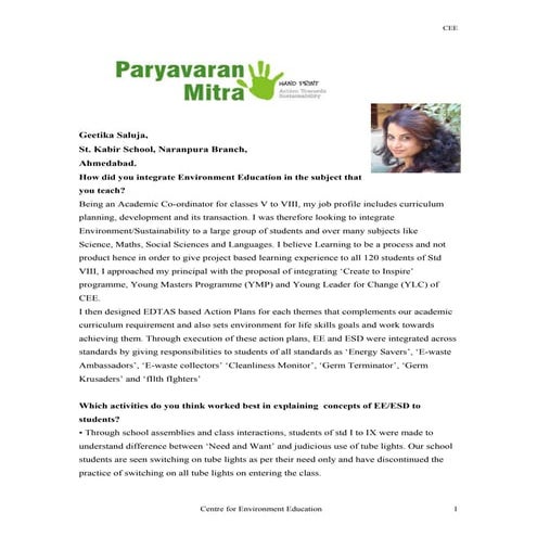 Interview Transcript - Dr. Geetika Saluja / Paryavaran Mitra
