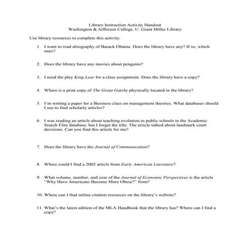 Activity Handout - W&J