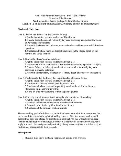 Lesson Plan - W&J