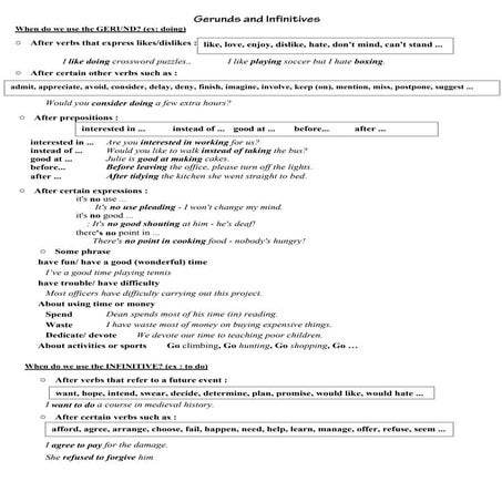 Gerunds and Infinitives