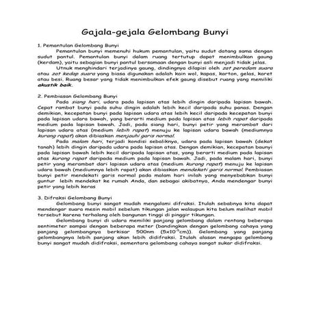 Gejala gejala gelombang bunyi