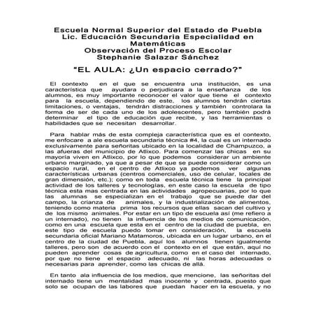 el aula: un espacio cerrado