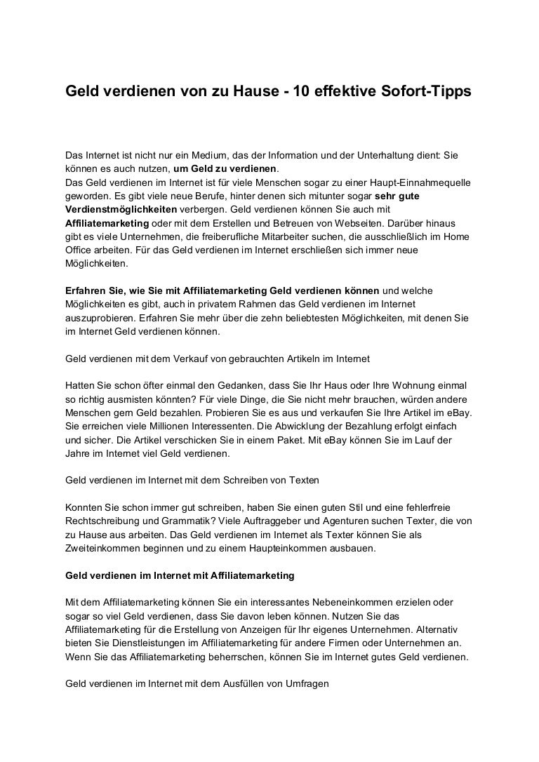 Geldverdienen Von Zu Hause 10 Effektive Sofort Tipps
