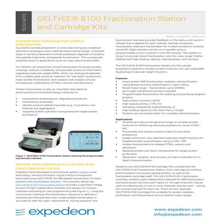 GELFrEE® 8100 Fractionation System Tech Note