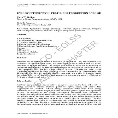 Gellings et al (2004) - Energy Efficiency In Fertiliser Production