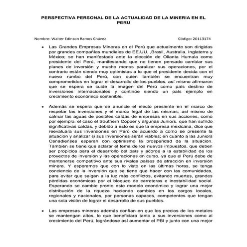 perspectiva personal de la mineria en el peru