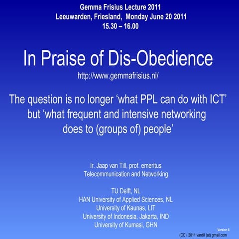 Gemma Frisius Lecture 2011