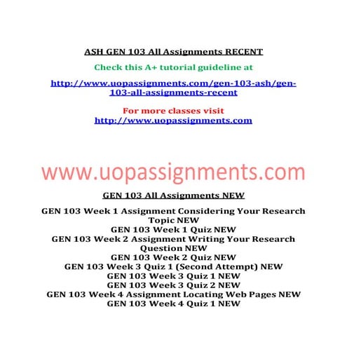 GEN 103 Entire Course NEW