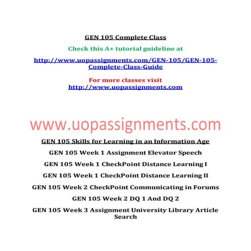 GEN 105 Entire Course NEW