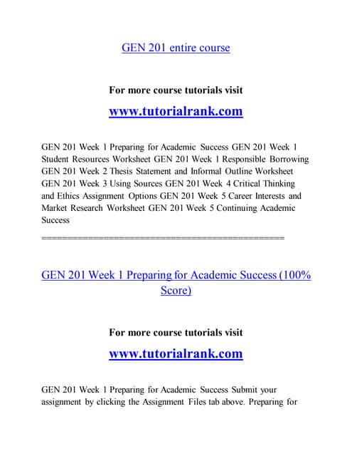 GEN 201 Entire Course NEW | PDF