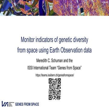 Monitor indicators of genetic diversity from space using Earth Observation data