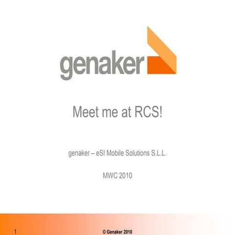 Genaker RCS Seminar @ GSMA MWC 2010